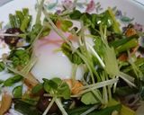 シメジと青ネギのホット温玉サラダ作り方6写真