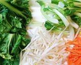 ☆豚こま肉ボールとターサイの甘酢タレ炒め作り方1写真