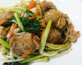 ☆豚こま肉ボールとターサイの甘酢タレ炒め作り方11写真