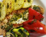 チキンとグリル野菜のバジルソースがけ作り方7写真