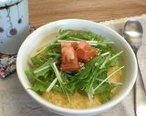 水菜のせ♪豆腐とじゃこのヘルシー卵ご飯！作り方5写真