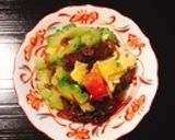 もずく酢とゴーヤと錦糸卵で簡単酢の物作り方3写真