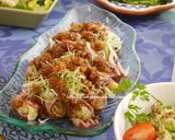 白髪ねぎ添えて♪焼きナスの牛タタキロール作り方8写真