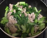 鰹節風味♪小松菜、豚肉のオイスター卵炒め作り方5写真