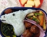 恐竜♫パラサウロロフスのお弁当①作り方3写真