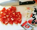 粉末うどんスープで★なすトマト焼きうどん作り方3写真