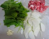 和風カレー味✿ほうれん草と豚肉スパゲティ作り方1写真