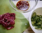 簡単！牛肉ときゅうりのスッパ煮びたし作り方1写真