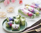 食べられるお花と野菜の生春巻き作り方8写真