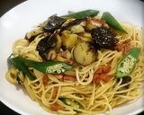 オクラと茄子のニンニク風味パスタ作り方9写真