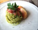 冷製ジェノベーゼのパスタ 生ハムと桃添え作り方8写真