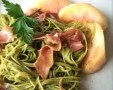 冷製ジェノベーゼのパスタ 生ハムと桃添え作り方10写真