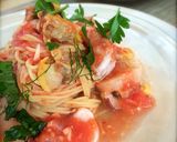 本格♡トマトと魚介の冷製パスタ作り方18写真