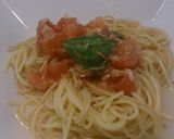 夏に冷凍トマト使用の冷製パスタ　簡単時短作り方4写真
