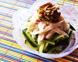 簡単1品☆蒸し鶏のさっぱりなめ茸和え作り方4写真