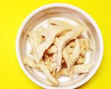 簡単1品☆蒸し鶏のさっぱりなめ茸和え作り方1写真