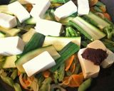 いんげんとズッキーニと豆腐の味噌パスタ作り方4写真