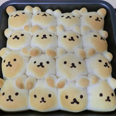 スクエア型で作る☆くまさん♡ちぎりパン by きぃcafe 【クックパッド