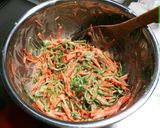 にんじんとピーマンのチヂミ 野菜のおかず作り方1写真