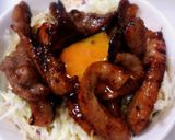 よくばり！豚トロ牛バラ焼き肉丼作り方5写真