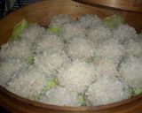蓮根入り肉団子の餅米蒸し　モチモチです♪作り方4写真