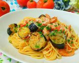 簡単！茄子とトマトのコンソメパスタ★作り方5写真