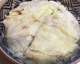 レンジで簡単！豚キャベもやし重ね！作り方4写真