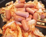 キャベツとソーセージのピリ辛炒め作り方5写真