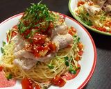 トマト玉ねぎの漬けダレ冷しゃぶ冷製パスタ作り方5写真