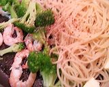 ブロッコリーとエビの芋介風パスタ作り方3写真