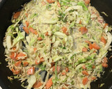 簡単！ふわふわ卵と挽肉のマヨポン野菜炒め作り方3写真
