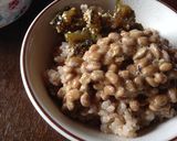 玄米ご飯の納豆&ゴーヤの佃煮のせ作り方2写真