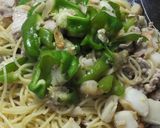 シーフードとピーマンの塩焼きスパゲティー作り方15写真