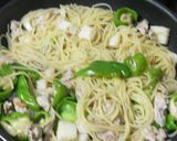 シーフードとピーマンの塩焼きスパゲティー作り方14写真