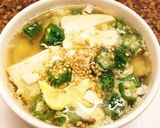 本つゆ香り白だし豆腐とオクラの卵スープ♪作り方4写真