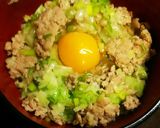簡単＆節約！豚ひき肉ＤＥねぎ塩卵丼♪作り方5写真