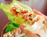 さんま蒲焼とパプリカのマヨデリレタス巻☆作り方7写真