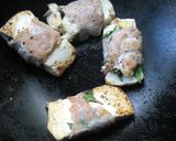 大葉肉の巻き巻き和風豆腐ステーキ作り方4写真