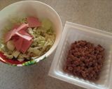 ハムサラダと納豆のトースト作り方1写真