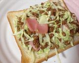 ハムサラダと納豆のトースト作り方4写真