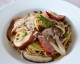 レンジで！きのことベーコンの秋色パスタ作り方5写真
