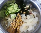 大豆とワカメのラッキョウ酢和え作り方1写真