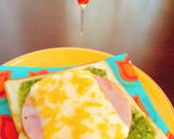 バジルにハムを乗っけて☆チーズと蜂蜜。作り方5写真