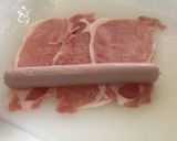 魚肉ソーセージ☆クルクル☆豚薄切り肉巻き作り方1写真