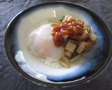 温泉卵のバジルきのこソースがけ作り方3写真