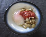 温泉卵のバジルきのこソースがけ作り方4写真