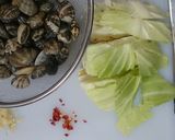 あさりとキャベツの酒蒸しパスタ♪作り方1写真