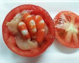 エビと鶏肉のトマトカップ作り方2写真
