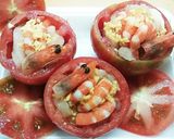 エビと鶏肉のトマトカップ作り方3写真