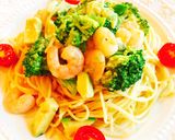 海老とアボカドとブロッコリーの豆乳パスタ作り方4写真
